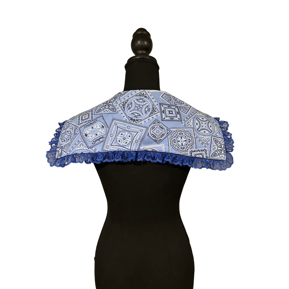 Handmade Blue Bandana Paisley Detachable Collar - Picture 2 of 2